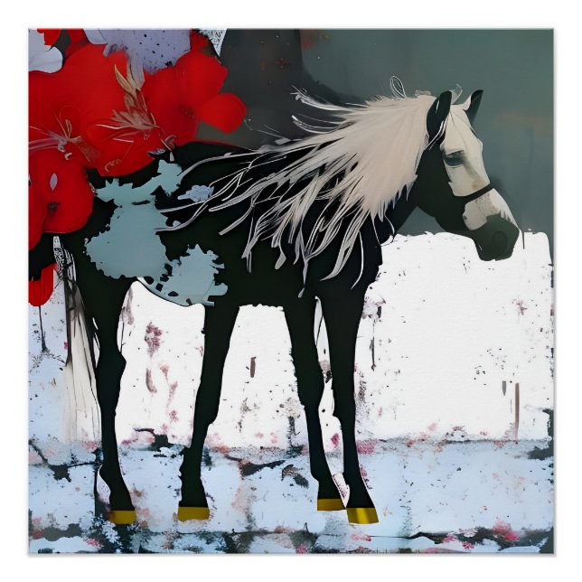 Poster Cheval Floral (Devant)