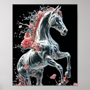 Poster Cheval gelé fait de glace Scène hivernale fantasti