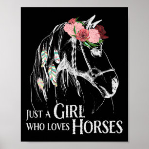 Poster Cheval Girl - Pony mignon - Crazy Horseback équita
