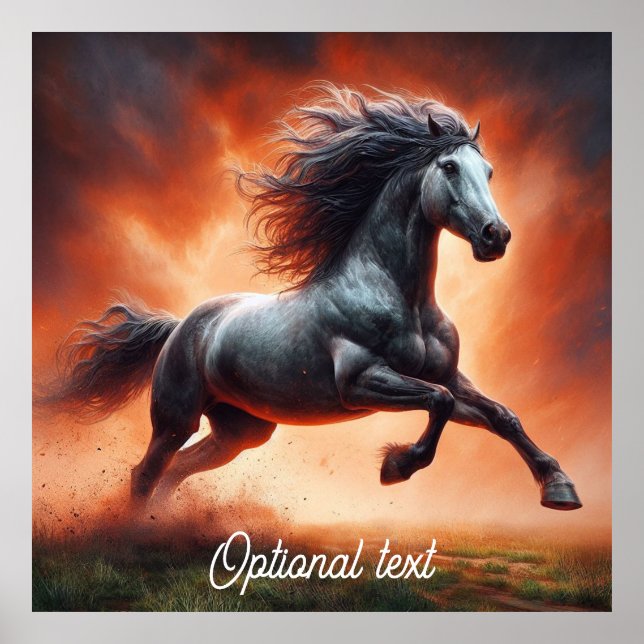 Poster Cheval gris et pompier des Prairies (Devant)