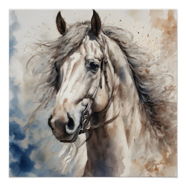 Poster Cheval gris no 1 (Devant)