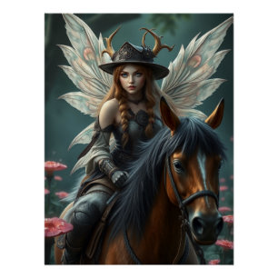 Poster Cheval guerrier Fée Imaginaire Art