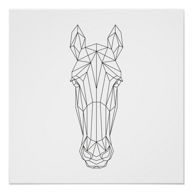 Poster Cheval Head Géométrique Noir & Blanc Art Moderne (Devant)