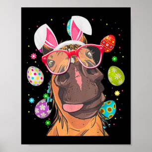 Poster Cheval lapin mignon face Oeufs de Pâques Jour de P