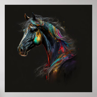 Poster Cheval magique, Couleurs Abstraites, Mur d'impress