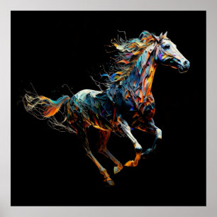 Poster Cheval magique, Couleurs Abstraites, Mur d'impress
