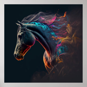 Poster Cheval magique, Couleurs Abstraites, Mur d'impress