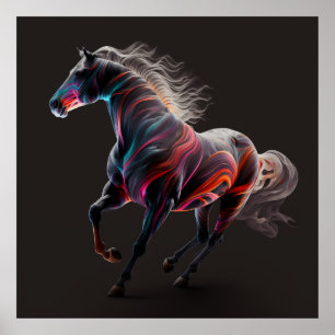 Poster Cheval magique, Couleurs Abstraites, Mur d'impress