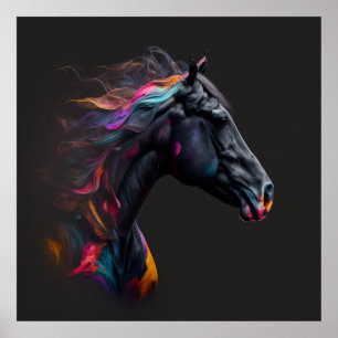Poster Cheval magique, Couleurs Abstraites, Mur d'impress