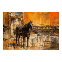 Cheval Majestic au coucher du soleil Abstrait
