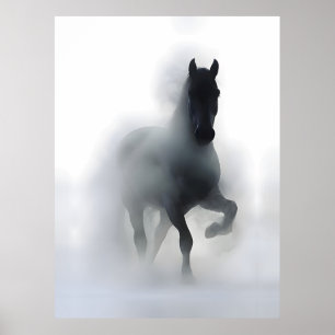 Poster Cheval majestueux dans le brouillard – Abstrait mi