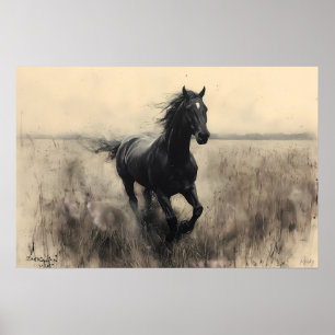 Poster Cheval majestueux galopant dans la nature - Monoch