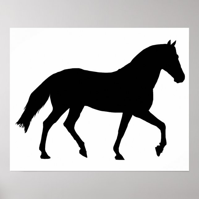 Poster Cheval Noir Silhouette Cheval Poney Ombre Simple (Devant)