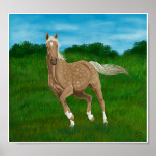 Poster cheval palomino dans la prairie