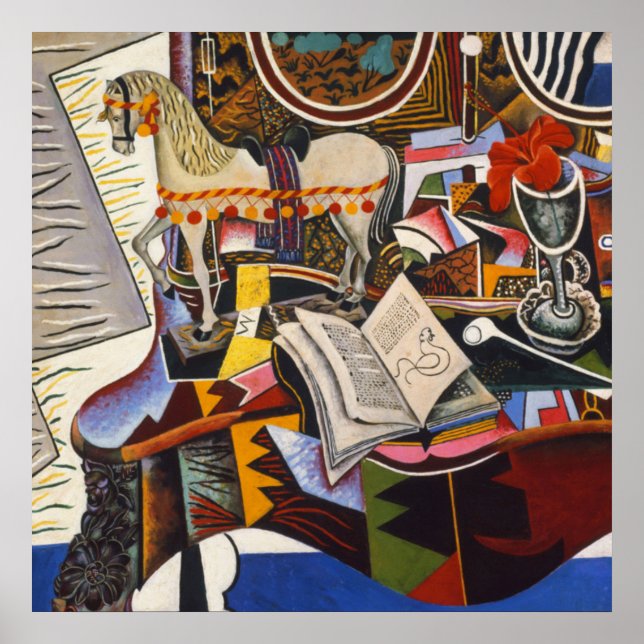 Poster Cheval Pipe Fleur rouge par Joan Miro (Devant)