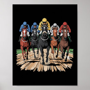 Poster Cheval Racer Jockey Racer Derby Rider Cadeaux Homm