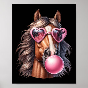 Poster Cheval Rétro Feu Bubble Gomme Avec Sungles Horse