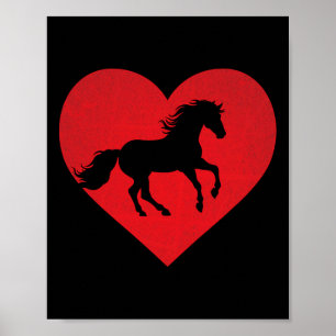 Poster Cheval Romantique en forme de coeur équestre Lover