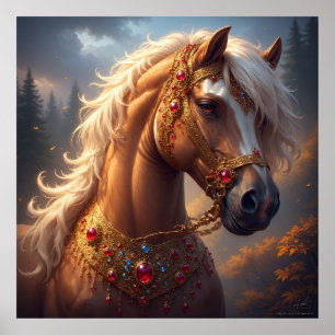 Poster Cheval Rouge Majestueux