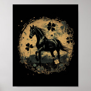 Poster Cheval Shamrock Saint-Patrick Fête Saint-Paddy's I