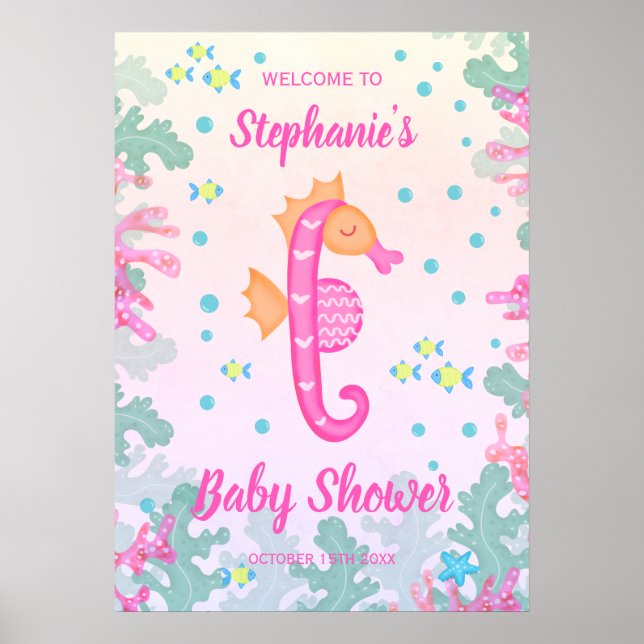 Poster Cheval Sous Le Baby shower De Mer (Devant)