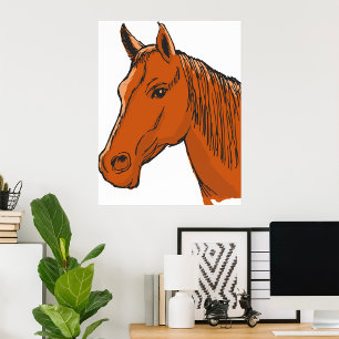 Poster Cheval Tête Brown Animal de ferme