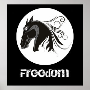 Poster Cheval tribal noir et blanc tête personnalisée