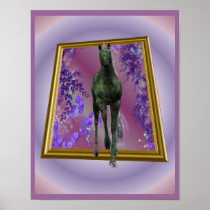 Poster Cheval Unicorne Noir Hors Des Limites Imaginaire