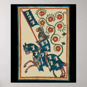 Poster Chevalier Avec Aigle Heraldry, Médiéval Du 14ème S