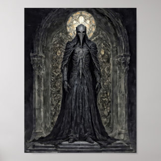 Poster Chevalier démon dans une église gothique