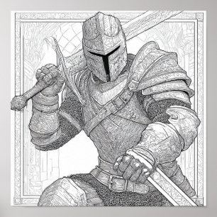 Poster Chevalier détaillé en armure complète - Page de co