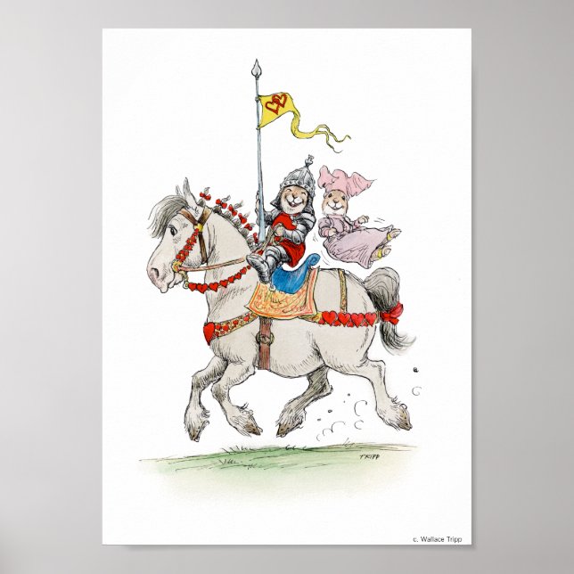 Poster Chevalier et Lady Rabbits sur cheval Imprimer (Devant)