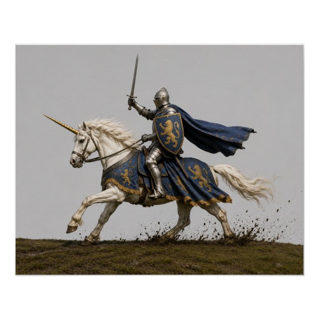 Poster Chevalier Licorne (Devant)
