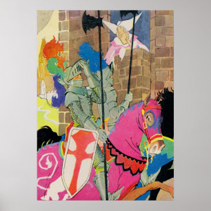 Poster chevalier médiéval à cheval