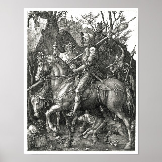 Poster Chevalier, Mort & Diable - Albrecht Dürer c. 1513 (Devant)