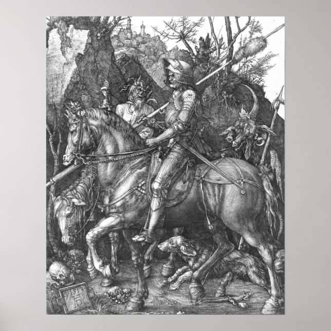 Poster Chevalier, Mort et le Diable, 1513 (gravure) (Devant)