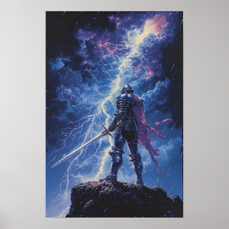 Poster Chevalier solitaire en tempête
