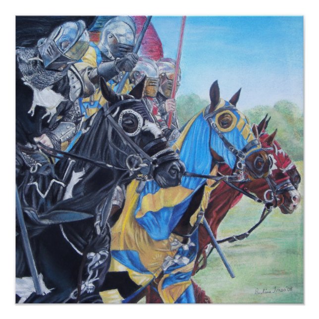 Poster chevaliers médiévaux jouant sur l'art historique d (Devant)