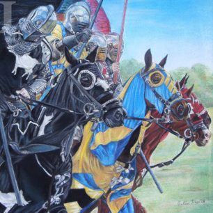 Poster chevaliers médiévaux jouant sur l'art historique d