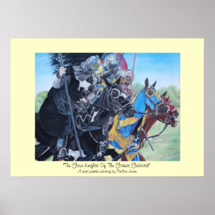 Poster chevaliers médiévaux jouant sur l'art historique d