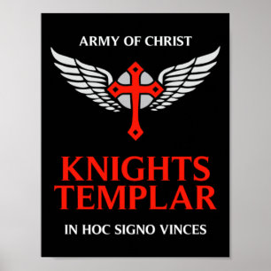 Poster Chevaliers Templiers Unique Croix Insignia Médiéva