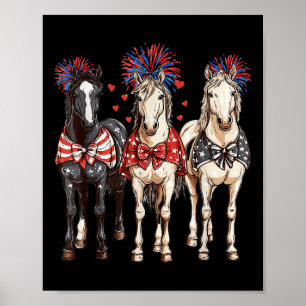 Poster Chevaux 4 juillet Cheval patriotique Drapeau améri