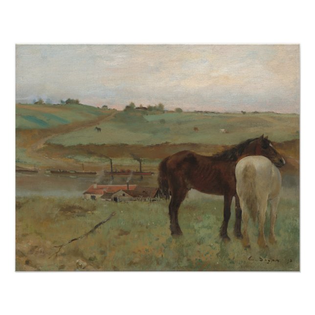Poster Chevaux dans une prairie, Peinture à l'huile, Edga (Devant)