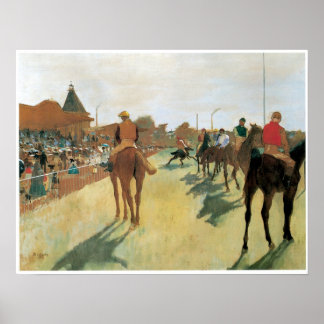 Poster Chevaux de course avant les stands, Degas
