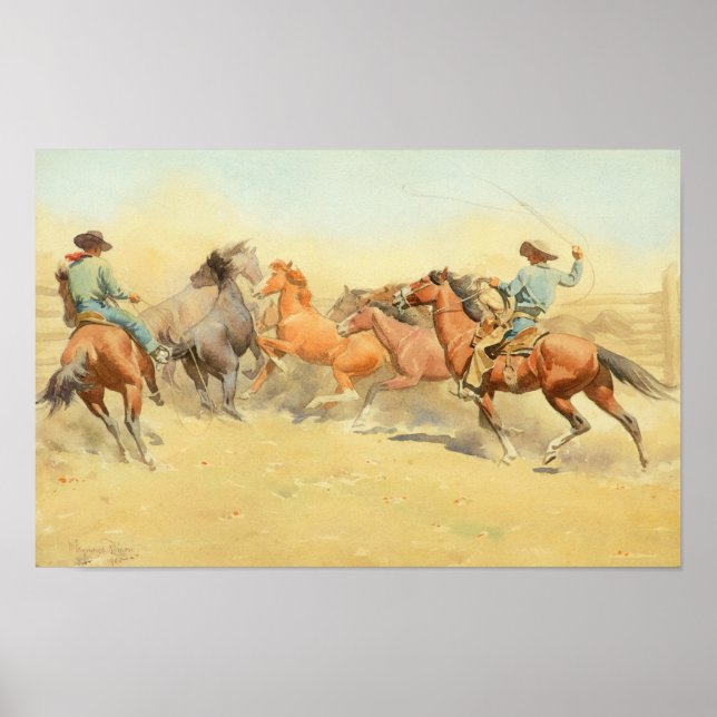 Poster Chevaux de course par Maynard Dixon (Devant)