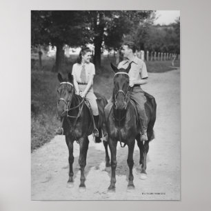 Poster Chevaux d'équitation de couples