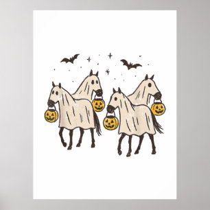 Poster Chevaux fantômes mignons Halloween Trick or Treat 