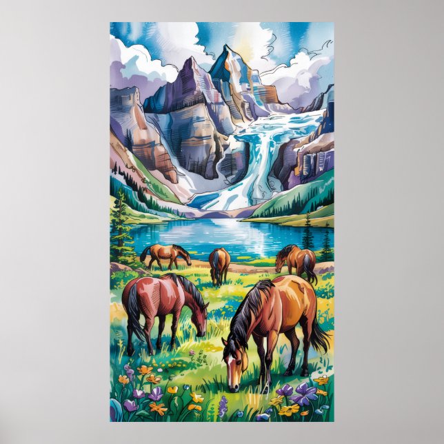 Poster Chevaux sauvages (Devant)