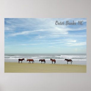 Poster Chevaux sauvages Banques extérieures OBX Corolla N