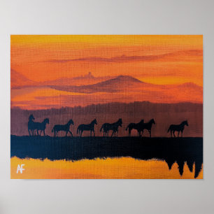 Poster Chevaux sauvages du Montana Peinture d'Alfred Fox